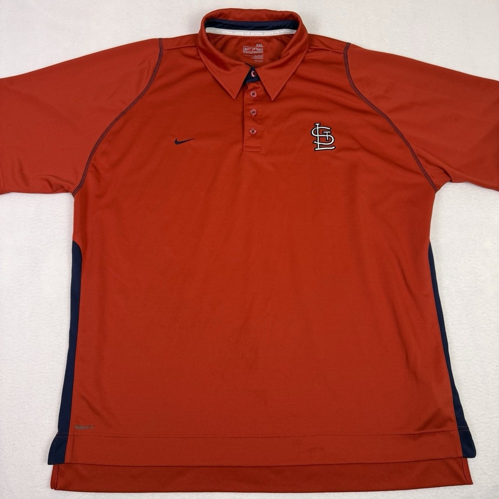 St Louis Cardinals Shirt Mens 2XL Red Nike Authentic MLB Team Polo Embroidered